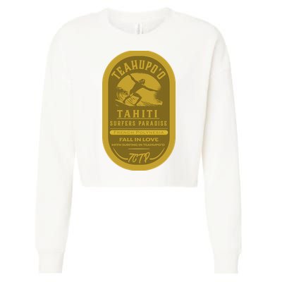 Teahupoo Tahiti Vintage Surf Label Cropped Pullover Crew