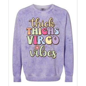 Thick Thighs Virgo Vibes August September Birthday Virgo Colorblast Crewneck Sweatshirt