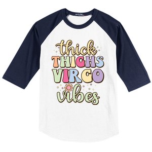 Thick Thighs Virgo Vibes August September Birthday Virgo Baseball Sleeve Shirt