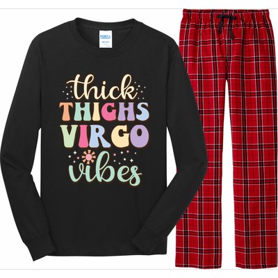 Thick Thighs Virgo Vibes August September Birthday Virgo Meaningful Gift Long Sleeve Pajama Set