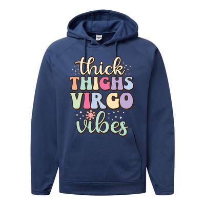 Thick Thighs Virgo Vibes August September Birthday Virgo Meaningful Gift Performance Fleece Hoodie