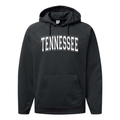 Tennessee Tn Vintage Style White Text Performance Fleece Hoodie