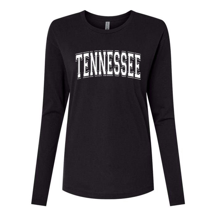 Tennessee Tn Vintage Style White Text Womens Cotton Relaxed Long Sleeve T-Shirt