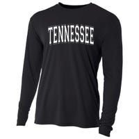 Tennessee Tn Vintage Style White Text Cooling Performance Long Sleeve Crew