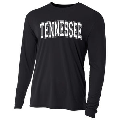 Tennessee Tn Vintage Style White Text Cooling Performance Long Sleeve Crew