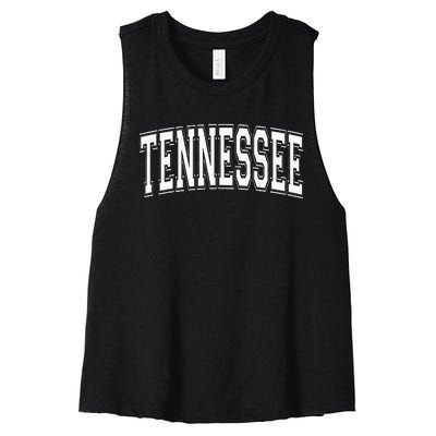 Tennessee Tn Vintage Style White Text Women's Racerback Cropped Tank