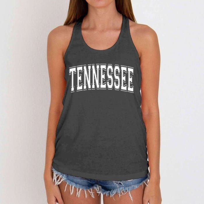 Tennessee Tn Vintage Style White Text Women's Knotted Racerback Tank