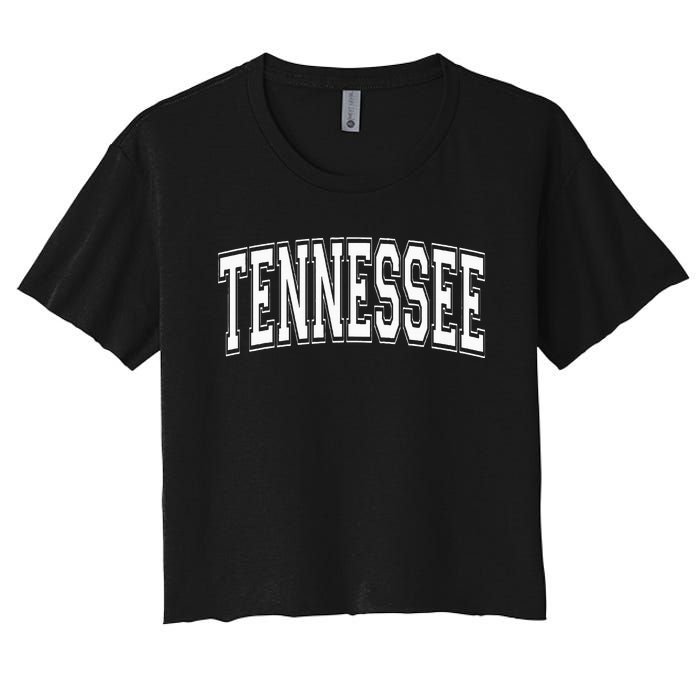 Tennessee Tn Vintage Style White Text Women's Crop Top Tee