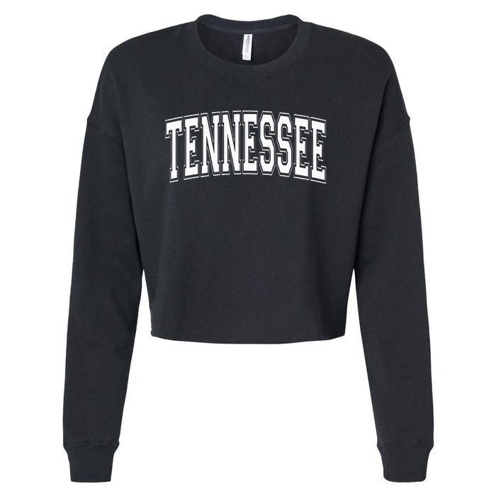 Tennessee Tn Vintage Style White Text Cropped Pullover Crew