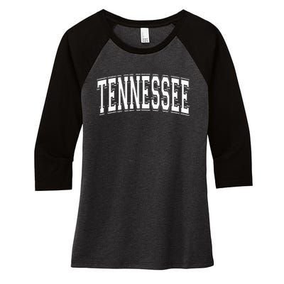 Tennessee Tn Vintage Style White Text Women's Tri-Blend 3/4-Sleeve Raglan Shirt