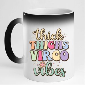 Thick Thighs Virgo Vibes August September Birthday Virgo Gift 11oz Black Color Changing Mug