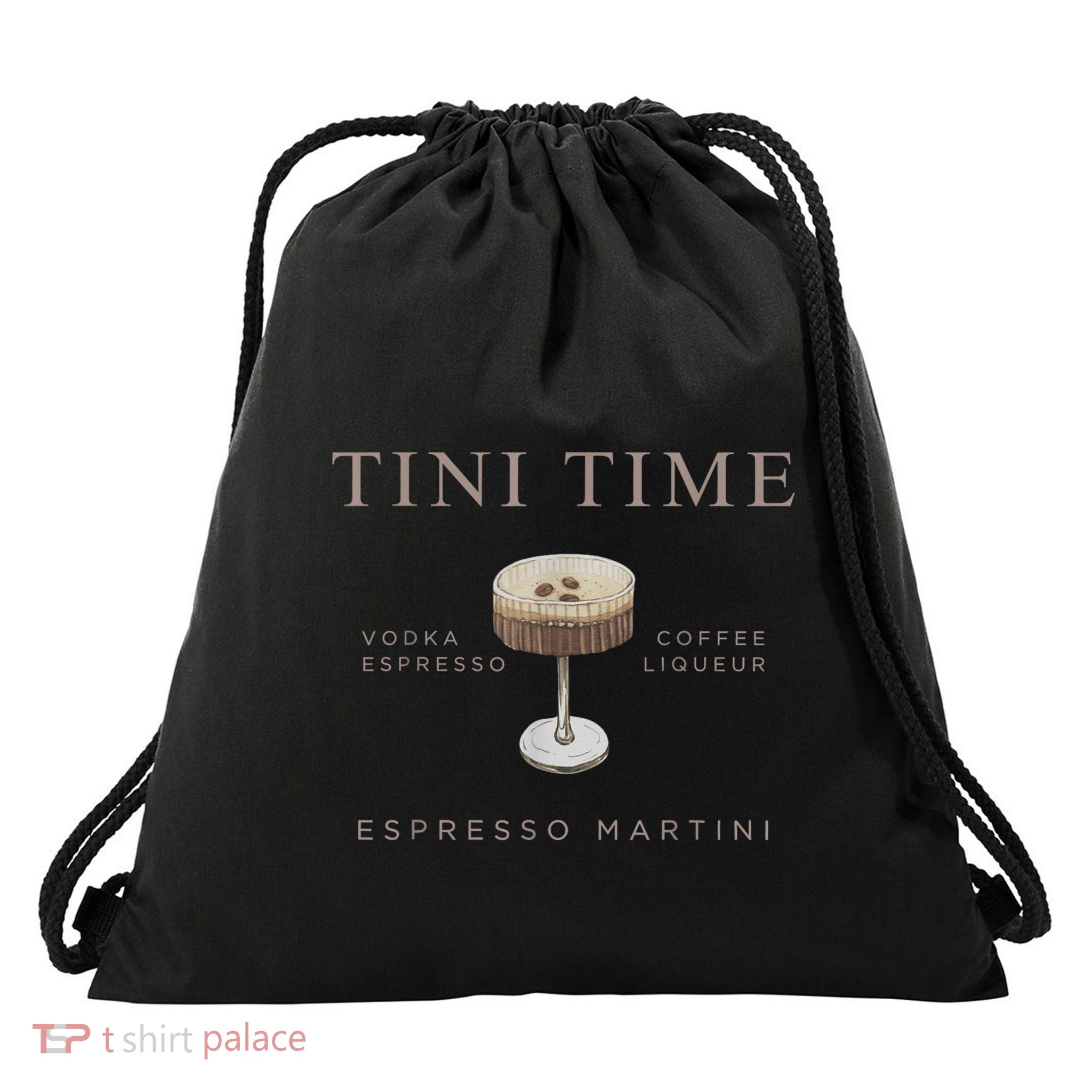 Tini Time Vodka Espresso Coffee Liqueur Espresso Martini Drawstring Bag