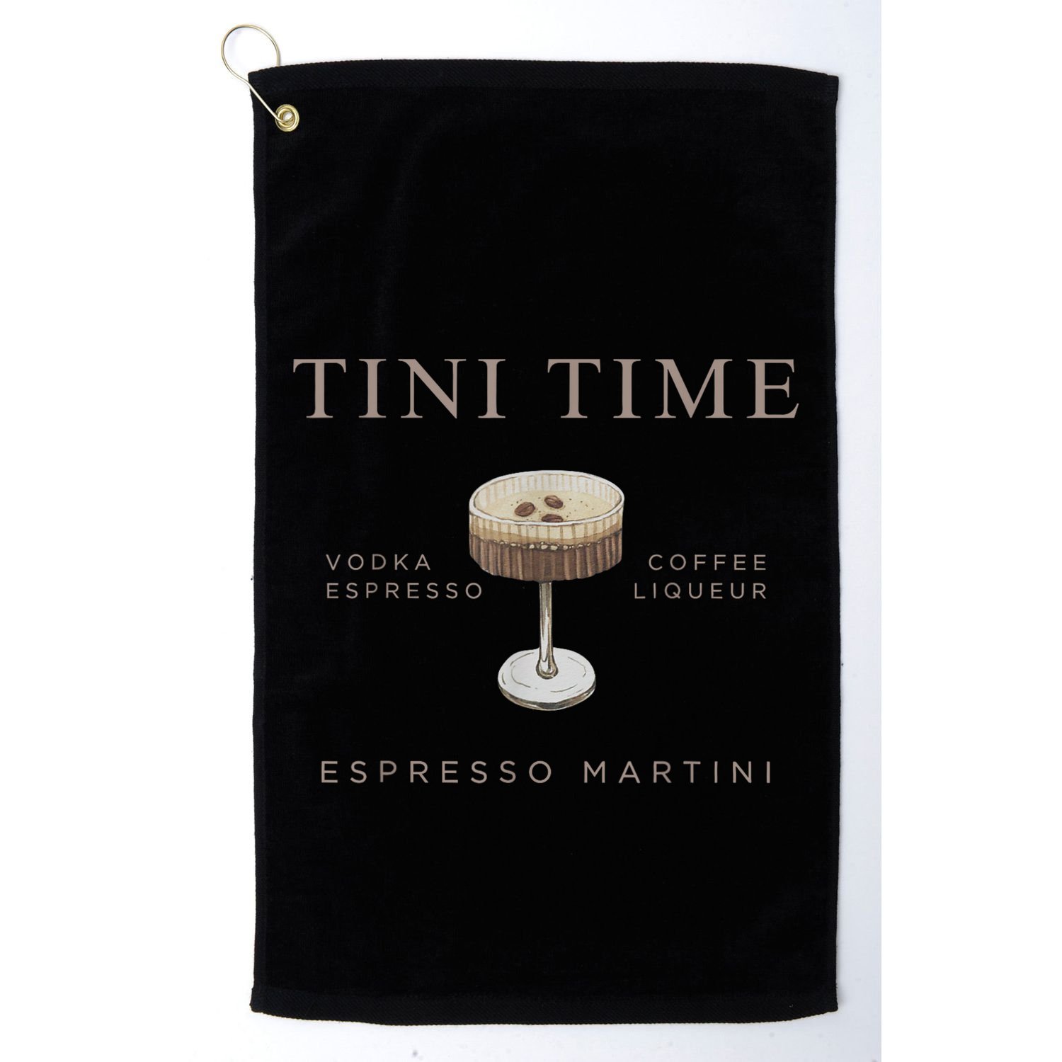 Tini Time Vodka Espresso Coffee Liqueur Espresso Martini Golf Towel