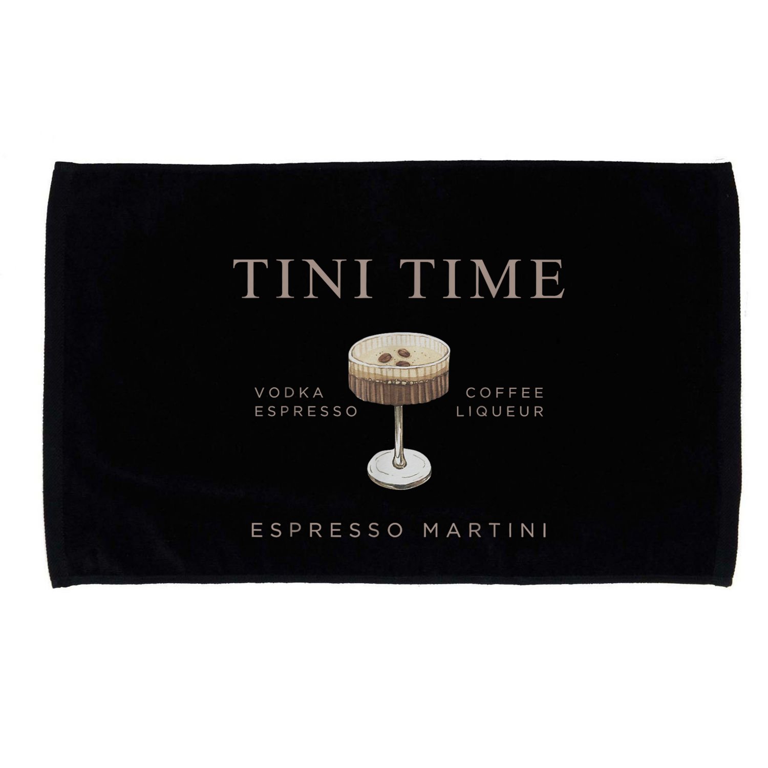 Tini Time Vodka Espresso Coffee Liqueur Espresso Martini Microfiber Hand Towel