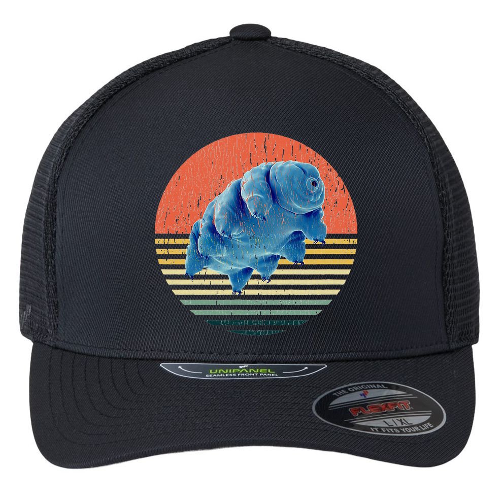Tardigrade T Vintage Retro Microbiology Gift Water Bear Flexfit Unipanel Trucker Cap