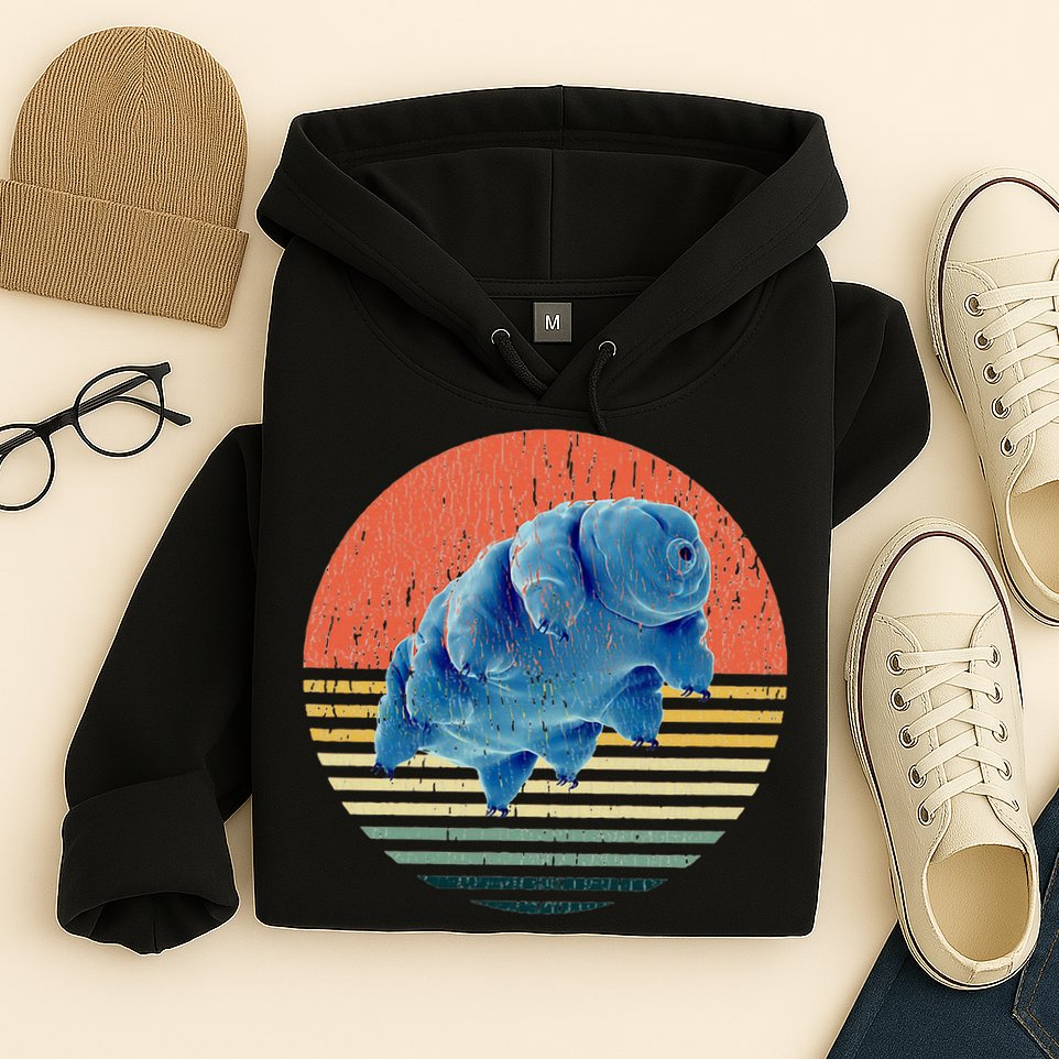 Tardigrade T Vintage Retro Microbiology Gift Water Bear Hoodie