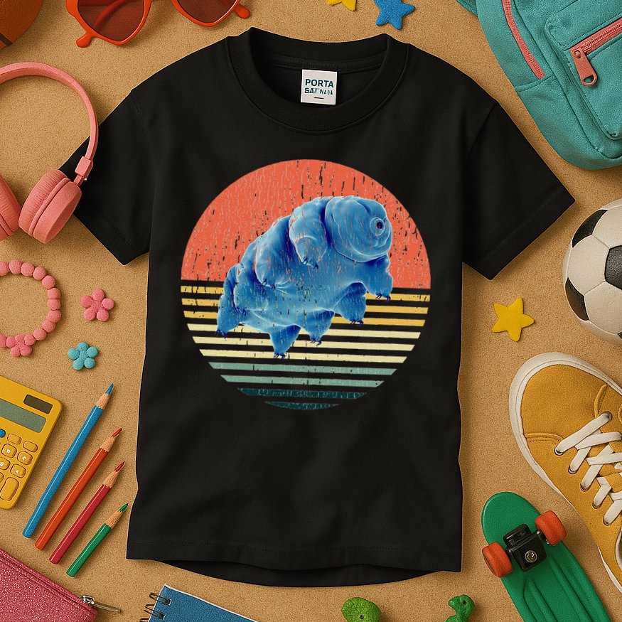 Tardigrade T Vintage Retro Microbiology Gift Water Bear Kids T-Shirt