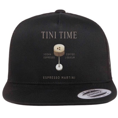 Tini Time Vodka Espresso Coffee Liqueur Espresso Martini Flat Bill Trucker Hat