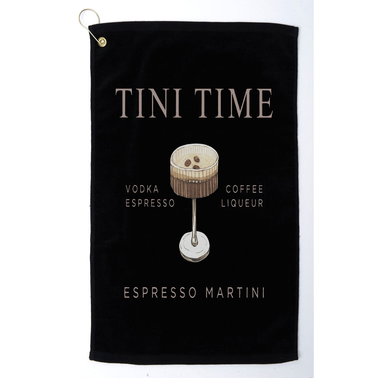 Tini Time Vodka Espresso Coffee Liqueur Espresso Martini Golf Towel