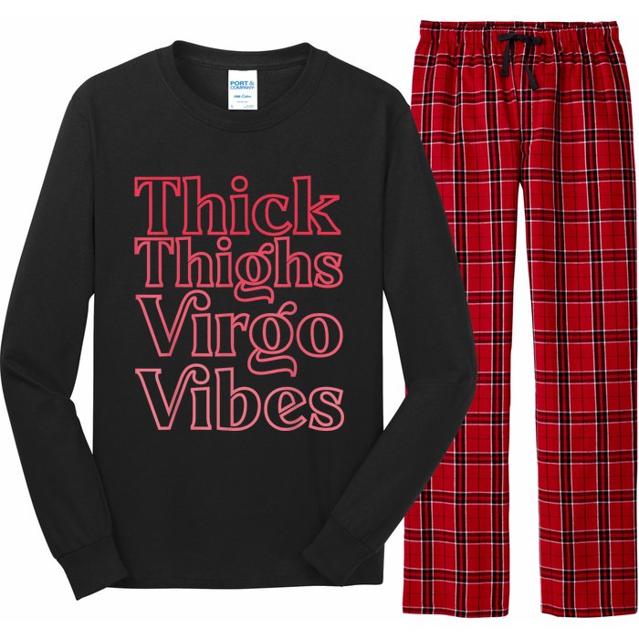 Thick Thighs Virgo Vibes Melanin Black Horoscope Long Sleeve Pajama Set