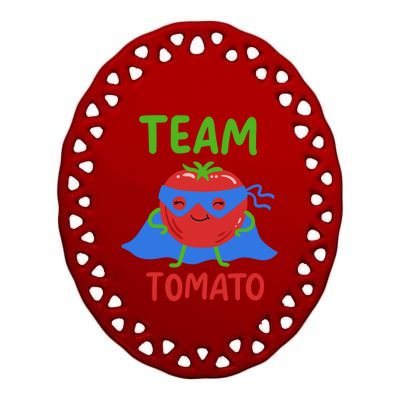 Team Tomato Vegan Power Superhero Veggie Vegetables Lover Meaningful Gift Ceramic Oval Ornament