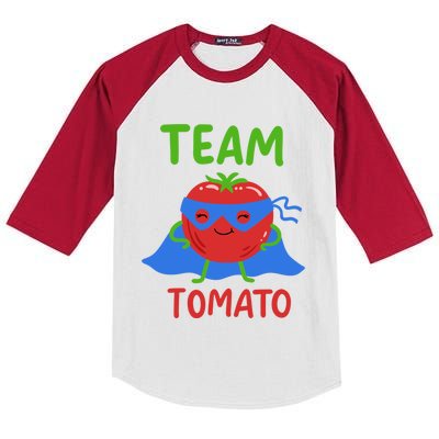 Team Tomato Vegan Power Superhero Veggie Vegetables Lover Meaningful Gift Kids Colorblock Raglan Jersey