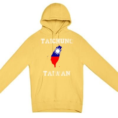 Taichung Taiwan Vintage Taiwan Flag Map Design Gift Premium Pullover Hoodie