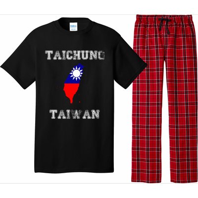 Taichung Taiwan Vintage Taiwan Flag Map Design Gift Pajama Set