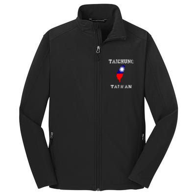 Taichung Taiwan Vintage Taiwan Flag Map Design Gift Core Soft Shell Jacket