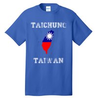 Taichung Taiwan Vintage Taiwan Flag Map Design Gift Tall T-Shirt