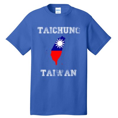 Taichung Taiwan Vintage Taiwan Flag Map Design Gift Tall T-Shirt