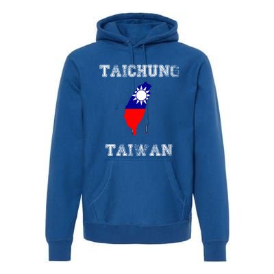 Taichung Taiwan Vintage Taiwan Flag Map Design Gift Premium Hoodie