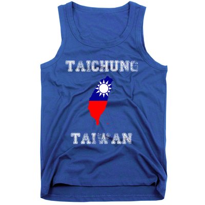 Taichung Taiwan Vintage Taiwan Flag Map Design Gift Tank Top