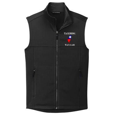 Taichung Taiwan Vintage Taiwan Flag Map Design Gift Collective Smooth Fleece Vest