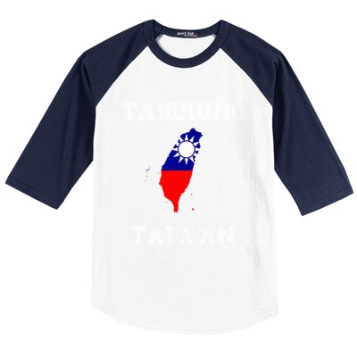 Taichung Taiwan Vintage Taiwan Flag Map Design Gift Baseball Sleeve Shirt