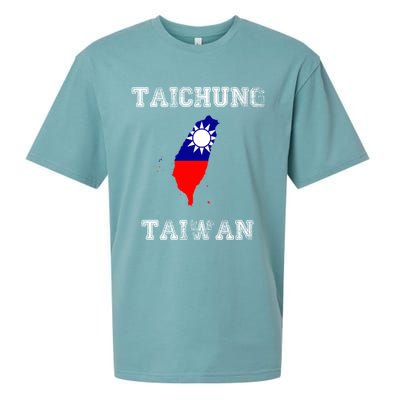 Taichung Taiwan Vintage Taiwan Flag Map Design Gift Sueded Cloud Jersey T-Shirt