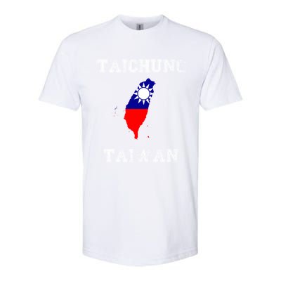 Taichung Taiwan Vintage Taiwan Flag Map Design Gift Softstyle CVC T-Shirt