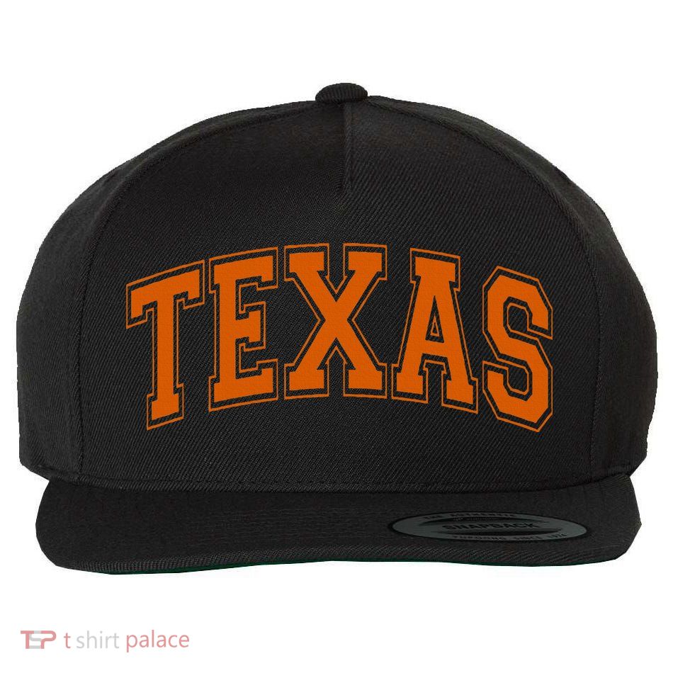 Texas Tx Varsity Style Orange Text Wool Snapback Cap