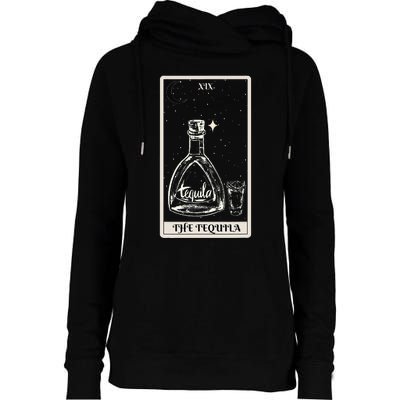 The Tequila Vintage Tarot Card Funny Tequila Party Lover Womens Funnel Neck Pullover Hood