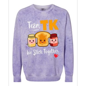 Team Tk We Stick Together Teacher Transitional Kindergarten Colorblast Crewneck Sweatshirt