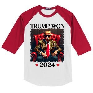 Trump Trump Won 2024 Trump 47 Team Trump Kids Colorblock Raglan Jersey