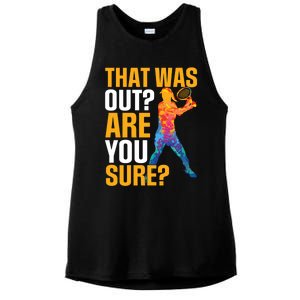 Tennis That Was Out Are You Sure Sport Funny Gift Ladies PosiCharge Tri-Blend Wicking Tank