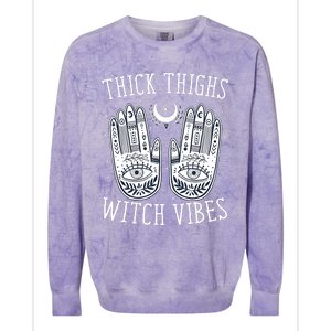 Thick Thighs Witch Vibes Halloween Colorblast Crewneck Sweatshirt