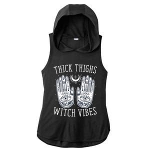 Thick Thighs Witch Vibes Halloween Ladies PosiCharge Tri-Blend Wicking Draft Hoodie Tank