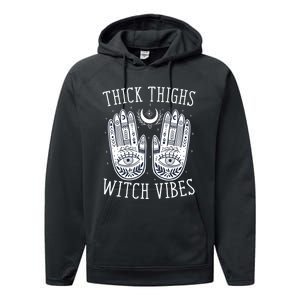 Thick Thighs Witch Vibes Halloween Performance Fleece Hoodie