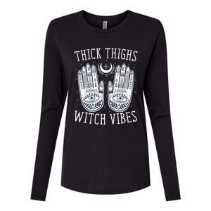 Thick Thighs Witch Vibes Halloween Womens Cotton Relaxed Long Sleeve T-Shirt