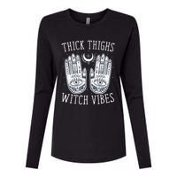 Thick Thighs Witch Vibes Halloween Womens Cotton Relaxed Long Sleeve T-Shirt