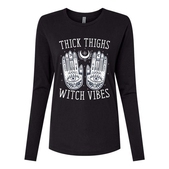 Thick Thighs Witch Vibes Halloween Womens Cotton Relaxed Long Sleeve T-Shirt