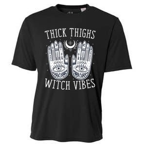 Thick Thighs Witch Vibes Halloween Cooling Performance Crew T-Shirt