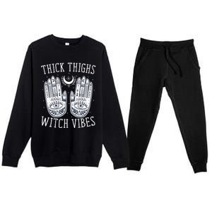 Thick Thighs Witch Vibes Halloween Premium Crewneck Sweatsuit Set